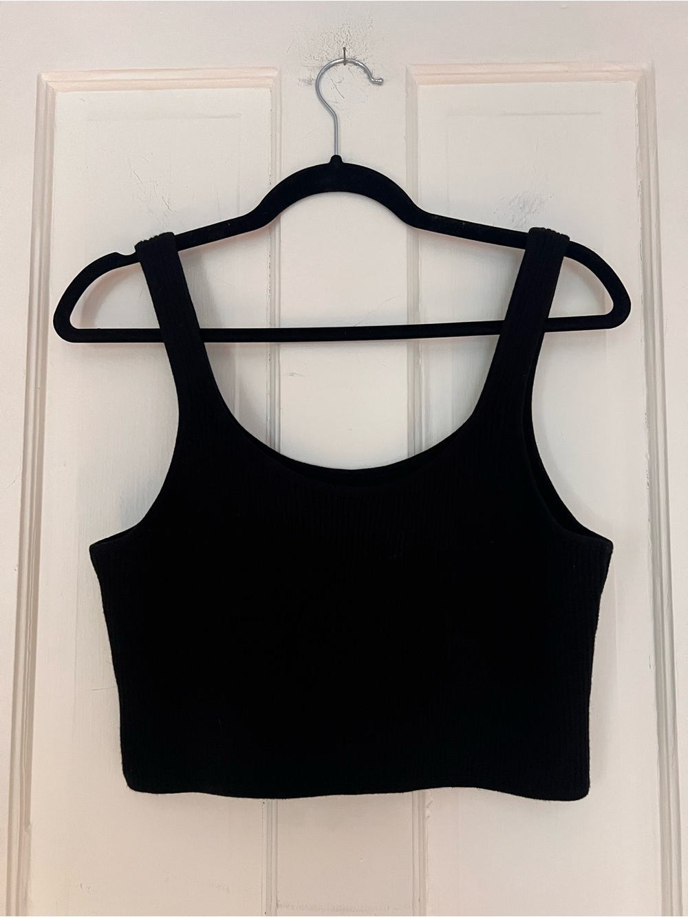 First Lite Black Ribbed Daniela Crop Tank